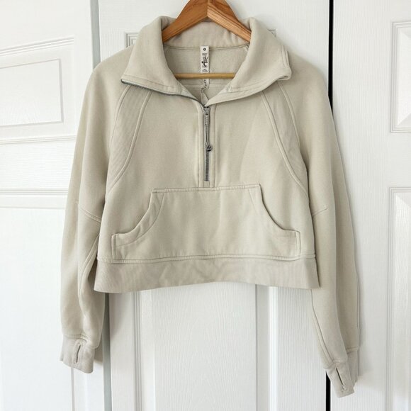 Lululemon Scuba Oversized Half Zip Pullover Funnel Neck Cream XS/S Cotton - Picture 2 of 6